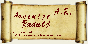 Arsenije Radulj vizit kartica